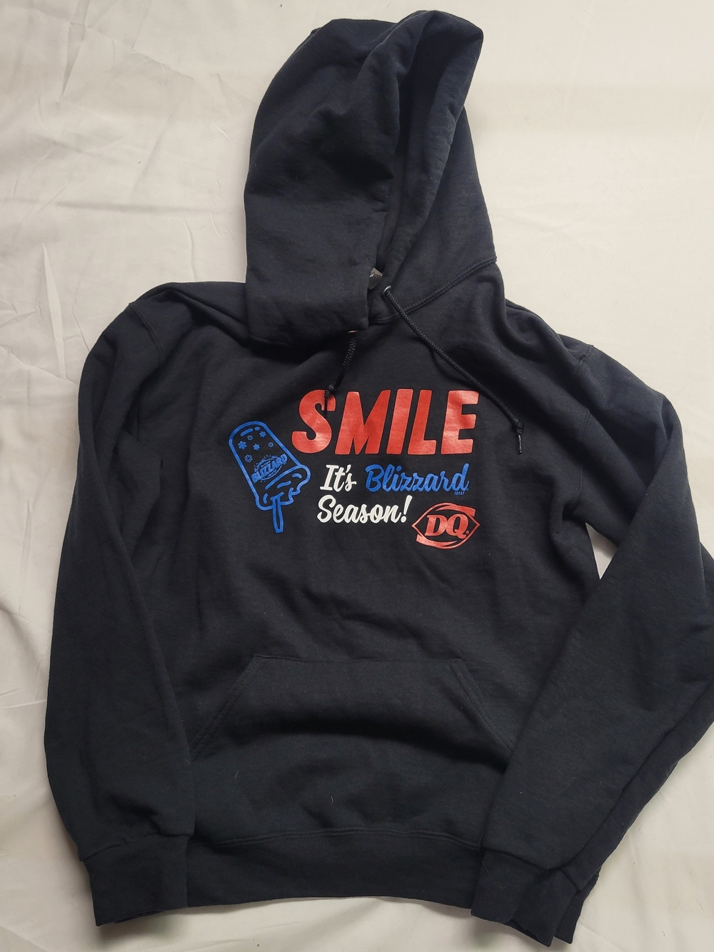 Jerzees Dairy Queen DQ Blizzard Season Hoodie Black Graphic Pullover Size M